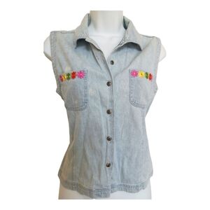 Vintage 1980s Jordache Light Wash Denim Tank Top Blouse M